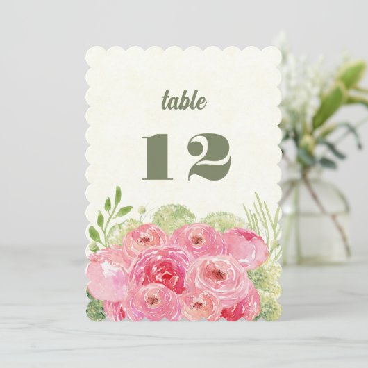 Romantische Pink Roses Wasserfarbenhochzeit Einladung (Stehend Vorderseite)