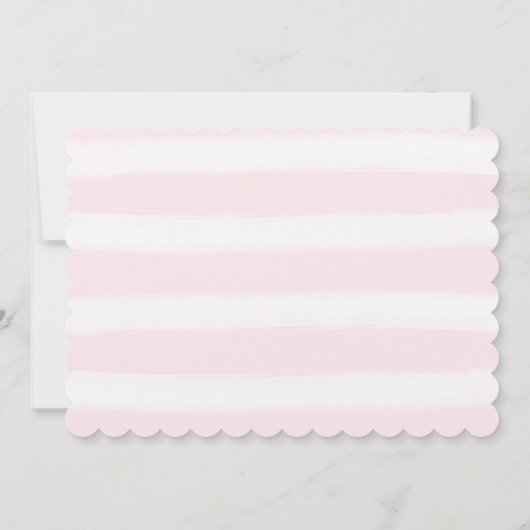 Romantische Pink Wasserfarben Streifen Blumengebur Einladung (Rückseite)