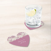 Romantische Pink White Lace Floral Wedding Untersetzer (Vor Ort)