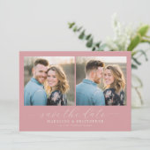 Romantische Pinke Fotocollage Save The Date (Stehend Vorderseite)