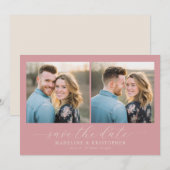 Romantische Pinke Fotocollage Save The Date (Vorne/Hinten)