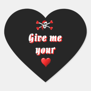 Romantische Piraten und Vaentine Liebe Herz Herz-Aufkleber
