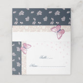 Romantische Platzkarte der Marine und rosa Schmett (Außenseite Aufgefaltet)
