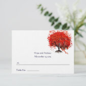 Romantische Platzkarte Rotes Herz Leaf Tree Hochze RSVP Karte (Stehend Vorderseite)