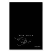 Romantische Platzkarten der Black Menu-Option Tischnummer (Vorderseite)