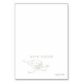 Romantische Platzkarten des Goldkalligraphiemenüs Tischnummer (Vorderseite)