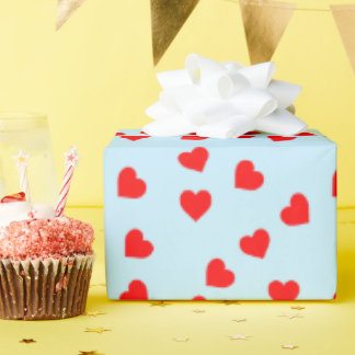 Romantische Playful Red Heath Pattern Pastellblau Geschenkpapier