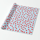 Romantische Playful Red Heath Pattern Pastellblau Geschenkpapier (Ungerollt)