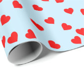 Romantische Playful Red Heath Pattern Pastellblau Geschenkpapier (Rolleneckpunkt)