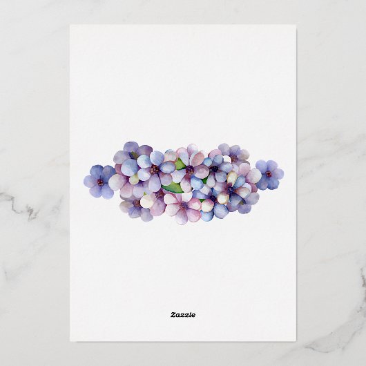 Romantische Poetic Lilac Hochzeit der Flora Folieneinladung (Rückseite)