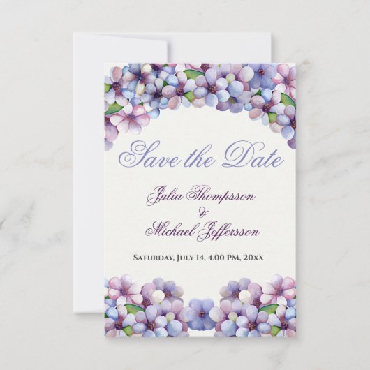 Romantische Poetic Lilac Hochzeit der Flora Save The Date (Vorderseite)