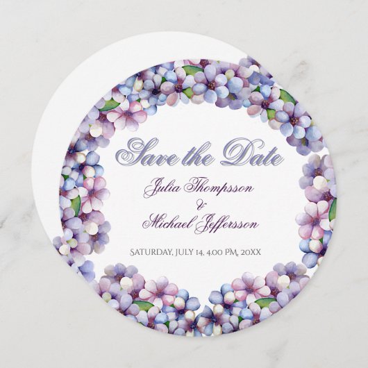 Romantische Poetic Lilac Hochzeit der Flora Save The Date (Vorne/Hinten)