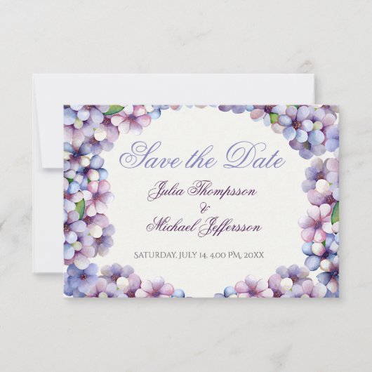Romantische Poetic Lilac Hochzeit der Flora Save The Date (Vorderseite)