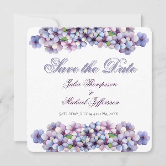 Romantische Poetic Lilac Hochzeit der Flora Save The Date (Vorderseite)