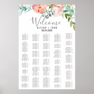 Romantische Ponys Große Alphabetische Sitzkarte Poster