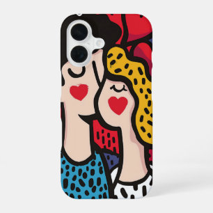 Romantische Pop-Art-Illustration eines liebenden P iPhone 16 Hülle