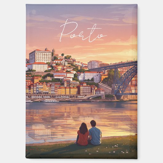Romantische Porto Portugal Reise Magnet (Vorderseite)
