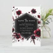 Romantische Printable Burgundy Wedding Save The Date (Stehend Vorderseite)