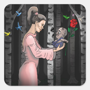 Romantische Prinzessin Quadratischer Aufkleber