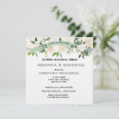 Romantische Probe Weißrosen Einladung (Stehend Vorderseite)