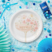 Romantische Prosecco- & Blumen-Brautparty Pappteller (Party)