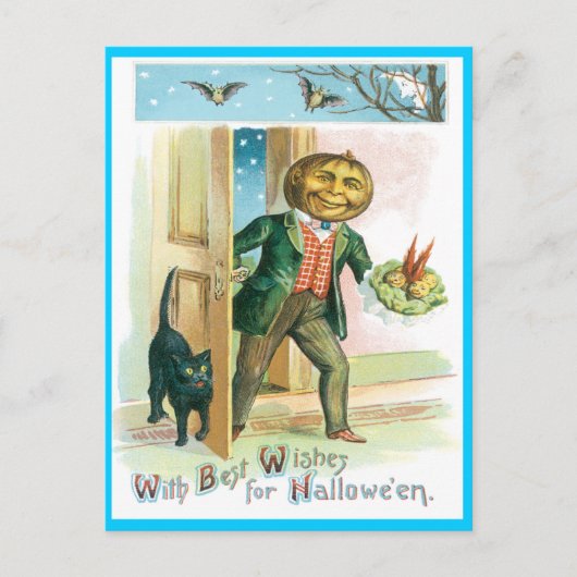 Romantische Pumpkin Vintag Postkarte (Vorderseite)