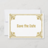 Romantische Rahmen aus Weiß und Gold Save The Date (Vorderseite)