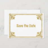 Romantische Rahmen aus Weiß und Gold Save The Date (Vorne/Hinten)