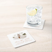 Romantische Rahmen Terracotta Save the Date Rechteckiger Pappuntersetzer (Vor Ort)