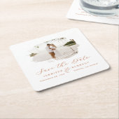 Romantische Rahmen Terracotta Save the Date Rechteckiger Pappuntersetzer (angewinkelt)