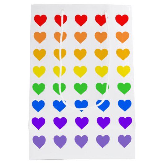 Romantische Rainbow Hearts Mittlere Geschenktüte (Rückseite)