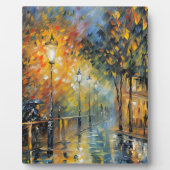 Romantische Rainy Abend Street Szene Impressionist Fotoplatte (Vorderseite)