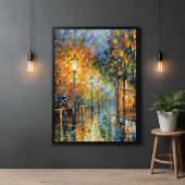 Romantische Rainy Abend Street Szene Impressionist Poster