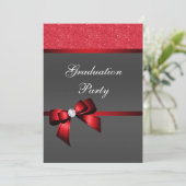 Romantische Red & Black Graduation Party Einladung (Stehend Vorderseite)
