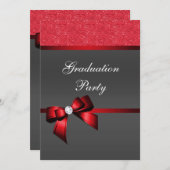 Romantische Red & Black Graduation Party Einladung (Vorne/Hinten)