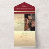 Romantische Red Gold Hochzeit All In One Einladung (Innen Boden)