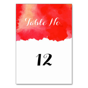 Romantische Red Watercolor Wedding Tischnummer Car