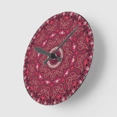 Romantische Reds Kaleidoscope Paisley Boho Runde Wanduhr (Winkel)