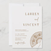 Romantische Reiche Vintage Handfanenhochzeit Einladung (Vorderseite)