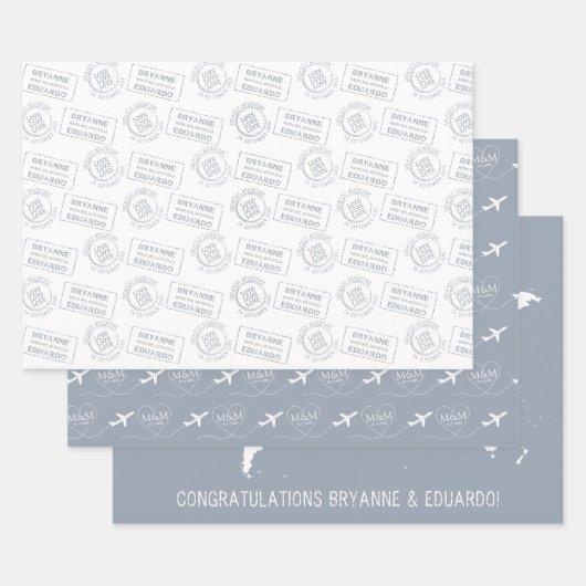 Romantische ReiseTHeme Passport Briefmarke Karte Geschenkpapier Set (Set)