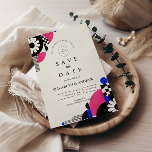 Romantische Retro-60er-Hochzeit Save The Date