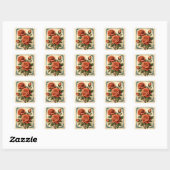 Romantische Retro-Briefmarke-Sticker Quadratischer Aufkleber (Blatt)