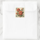 Romantische Retro-Briefmarke-Sticker Quadratischer Aufkleber (Tasche)