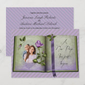 Romantische Retro-Liebe Lila Foto Hochzeit Einladung (Vorne/Hinten)