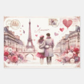 Romantische Retro Paris Liebe Rosa Geschenkpapier Set (Vorderseite 2)