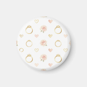 Romantische Ringe und Rosen nahtloses Muster Magnet