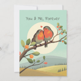 Romantische Robins auf einem Zweig-Valentinstag Feiertagskarte