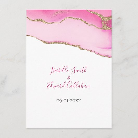 Romantische Rosa Agate Stone Gold Inlay Informatio Begleitkarte (Rückseite)