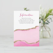 Romantische Rosa Agate Stone Gold Inlay Informatio Begleitkarte (Stehend Vorderseite)