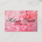 Romantische rosa alte Rosen-rustikale Visitenkarte (Vorderseite)